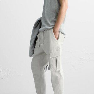 ZARA Men's Cotton Linen Blend Cargo Pants Size S